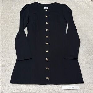 Reformation Black Long Sleeve Dress with Gold Buttons